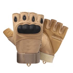 Half Finger Men's Gloves Outdoor Military Tactical Gloves Sports Shooting Hunting Airsoft Motorcycle Cycling Gloves (Color: Khaki, size: XL)